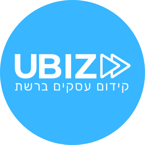 לוגו לבן של יוביז על רקע כחול